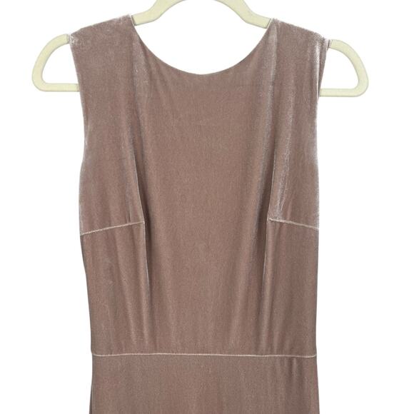 Revelry Velvet Gown Wedding Guest Bridesmaid Button Back Elegant Taupe Size 8 - Picture 2 of 9